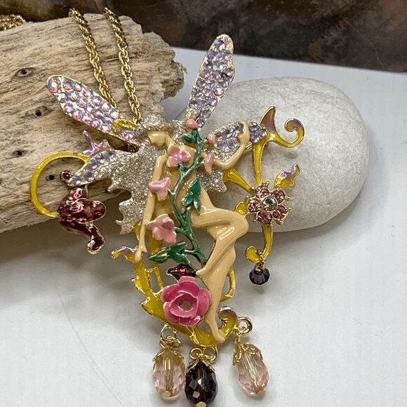 Kirks Folly Fairy of the Flowers Pendant/Pin Necklace - Picture 3 of 10